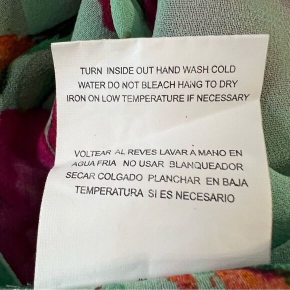 Fig and Flower Mint‎ Green Floral Button Up Long Sleeve Top  -- XL - Picture 15 of 15